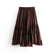 Осенняя Женская оригинальная инновационная низ с высокой талией многослойная Асимметричная Расклешенная юбка плиссированная юбка средней длины