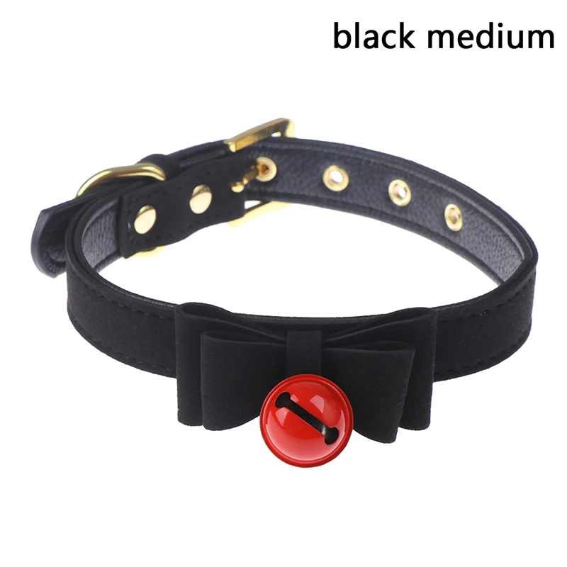 Black M Аксессуары для домашних животных ошейник для кошек и собак из искусственной кожи ожерелье с колокольчиками Регулируемый ошейник для маленьких собак и щенков - Цвет: Black M