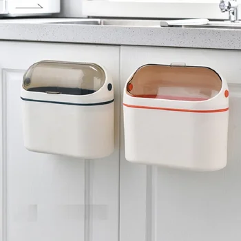 

Kitchen Hanging Waste Bins Space-saving Dustbin with Lid Trash Can Desktop Storage Bucket Car Garbage Household Cleaning Tools