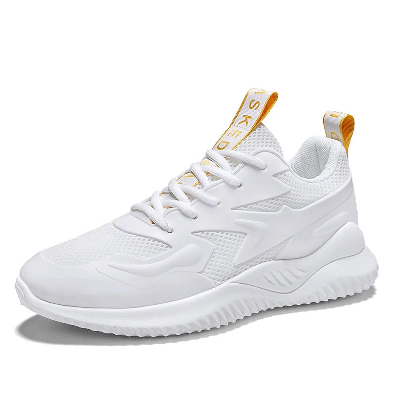 Кроссовки мужские с сетчатой тканью дышащая повседневная мужская обувь легкие Tenis Masculino Adulto поддержка прямой доставки 39-44 спортивная обувь - Цвет: Белый