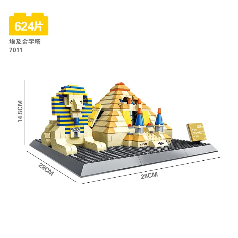 

624pcs Diy Building Blocks Famous Architecture Egypt pyramid Tower Bricks City Construction Model Toys for Children Kids Gift