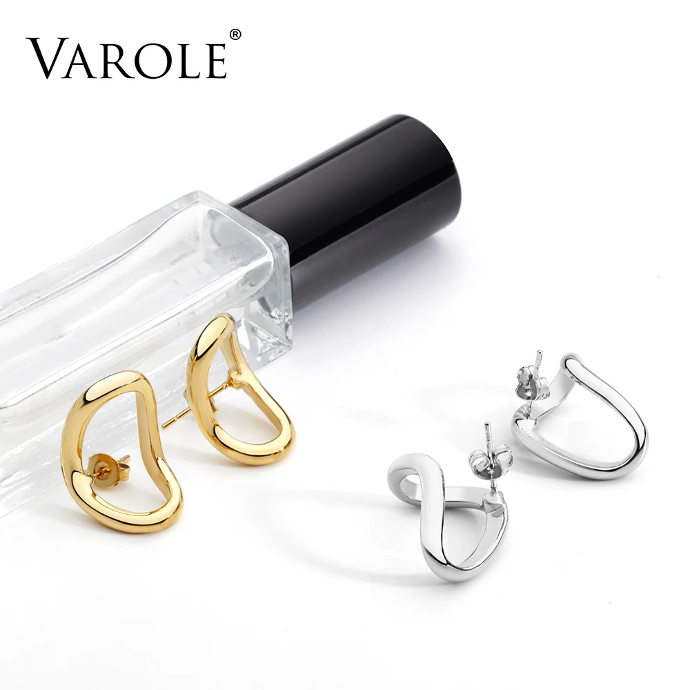 VAROLE, контрактный дизайн, Модная Золотая Сережка-гвоздик, цветная изогнутая линия, массивные серьги для женщин, Трендовое ювелирное изделие Oorbellen