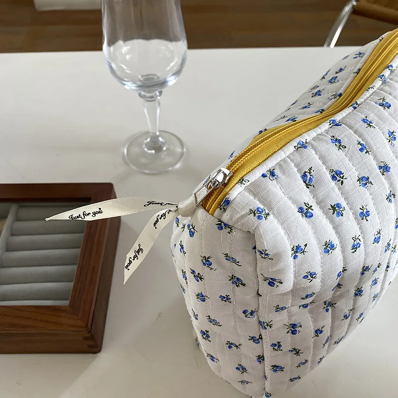 floral quilted makeup bag