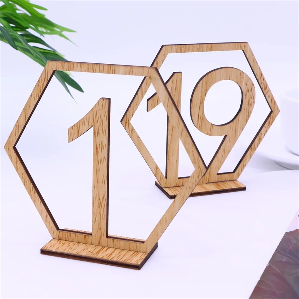 10Pcs 1-40 Numbers Wood Signs Wedding Hexagon Table Number Wooden Table Numbers Birthday Party Engagement Seat Sign Gift wooden wedding supplies