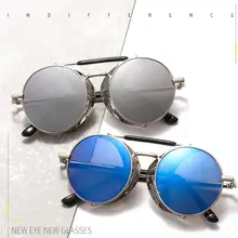 Ретро стимпанк дизайнерские солнцезащитные очки круглые для мужчин и женщин UV400 Винтажные Солнцезащитные очки Gafas de Sol