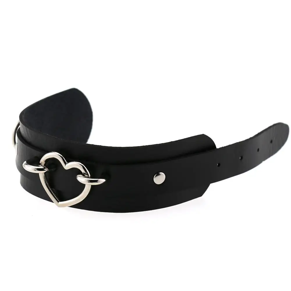 Heart Bracelet Black Leather Wristband Cuff goth gothic punk armbands Fashion bracelets women men emo metal cosplay jewelry leather bracelet