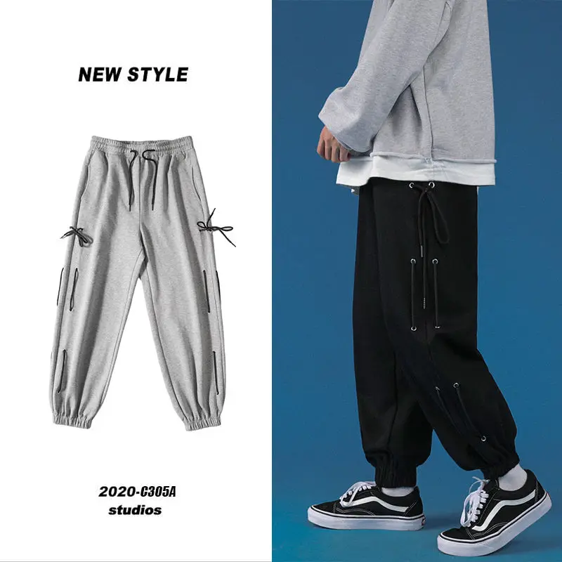 

Sweatpants Men's Fashion Drawstring Casual Pants Men Streetwear Hip-hop Loose Straight Pants Mens Joggers Track Pants M-5XL