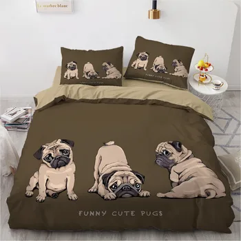 

3D Custom Design Dogs Duvert Cover Sets Bedclothes Comforther Covers Pillow case Full Queen Double Single Size Camel Linens bed