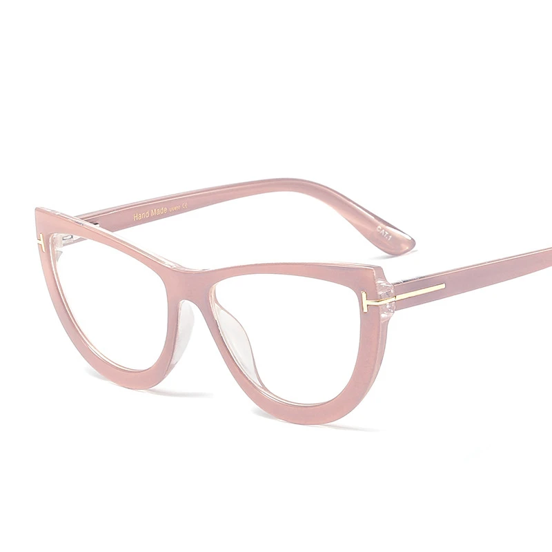 NO4. Europe and the United States women fashion spring leg frame mirror personality oval cat eye flat mirror Korean reading glasses - Цвет линз: NO4.