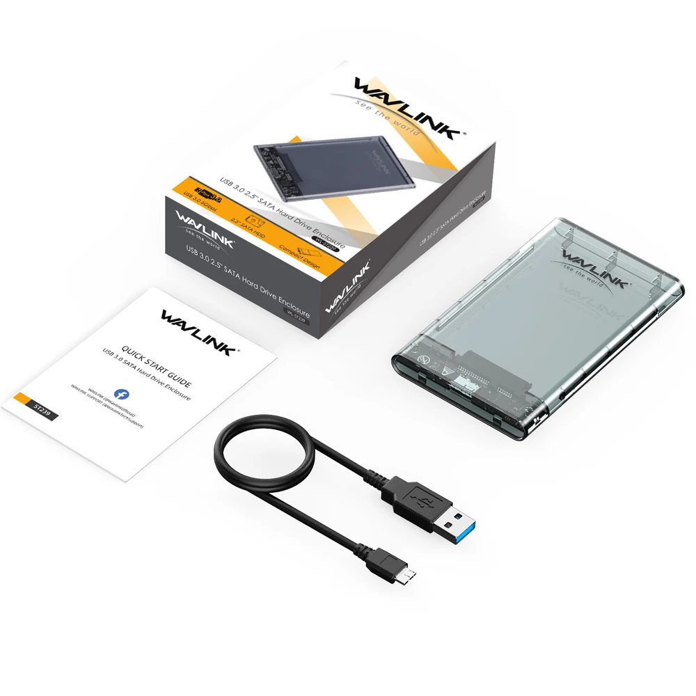 Wavlink HDD/SSD чехол SATA для USB 3,0 жесткий диск коробка для 2," HDD SSD до 2 ТБ 5 Гбит/с Внешний HDD корпус UASP протокол чехол