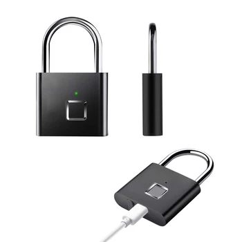 

Fingerprint Padlock for Locker, Sports, School & Employee Locker, Outdoor, Fence, Hasp and Storage (No App Lock) (Black)
