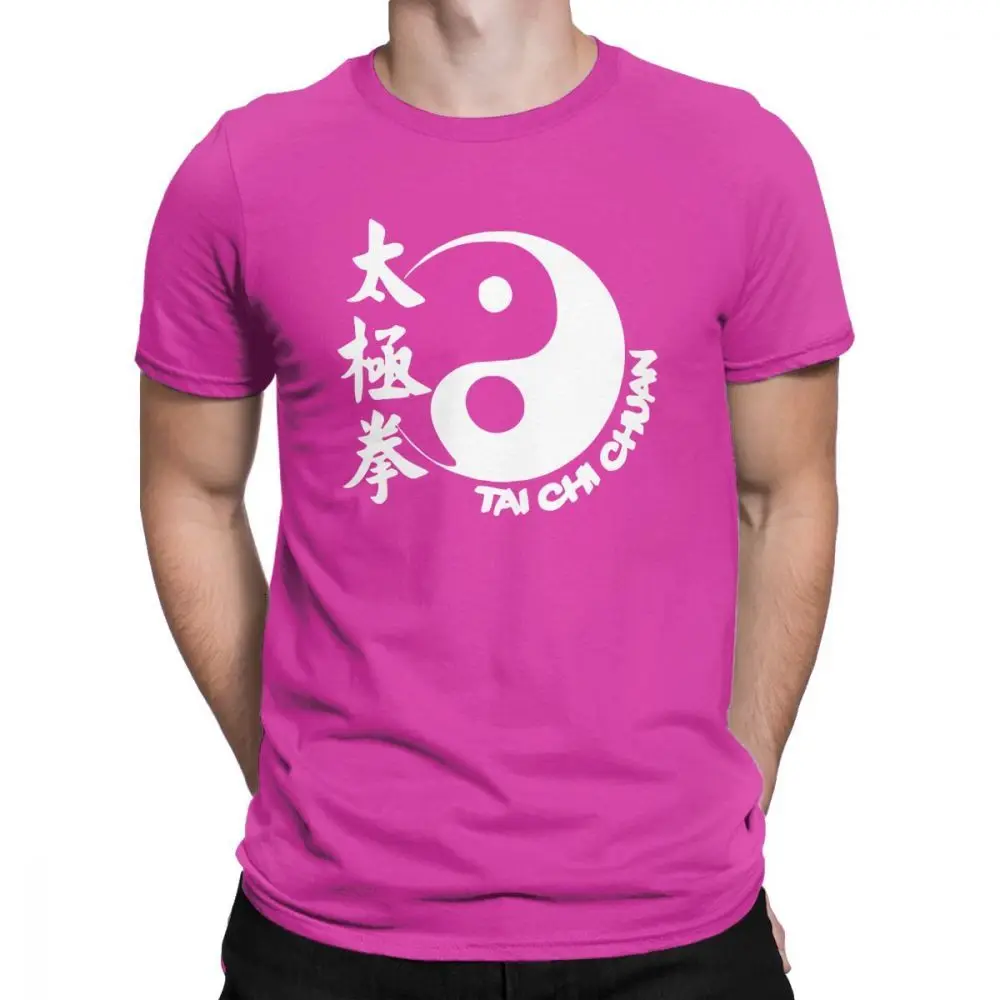 Fuchsia Midnite Star Tai Chi Chuan T Shirt Men's Pure Cotton Hipster T-Shirts Crew Neck Tees Short Sleeve Clothing 4XL 5XL 6XL - Цвет: Fuchsia