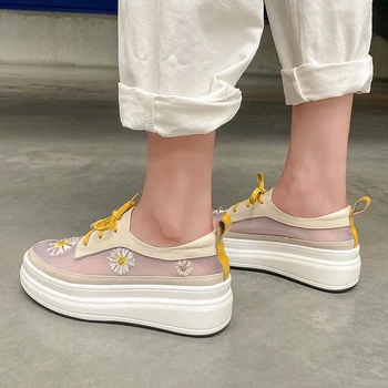 

women sandals Genuine Leather Mesh Casual Floral luxuryshoes women designers platform high sandalias de mujer verano 2020