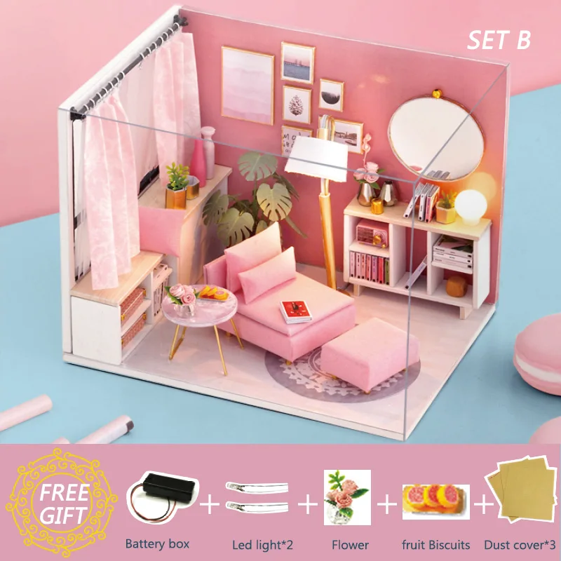 Кукольный домик Cutebee миниатюрная мебель кукольный домик DIY Миниатюрные домики комнаты Каса игрушки для детей DIY кукольный домик H18-2 - Цвет: H17-B