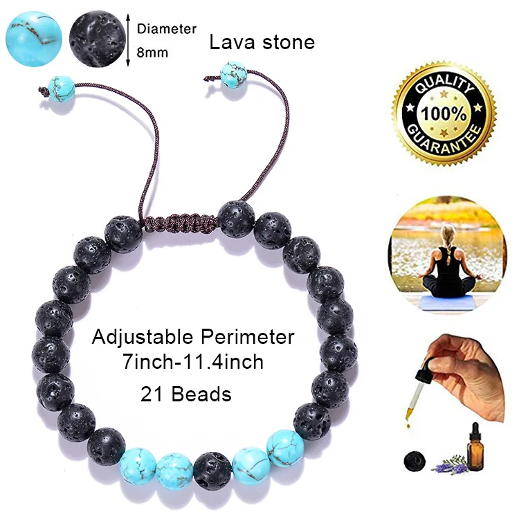 Giallo Occhio Di Tigre Blu Bianco Turchese Malachite Multi-Tipo Di Pietra Misto Lava Roccia Vulcanica Di Due Tipi Di Perline Di Fascino Unisex Del Bra