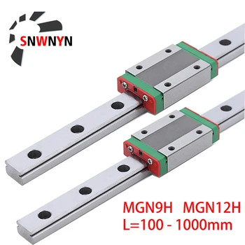 CNC Parts MGN9H MGN12H 250 400 1000mm Miniature Linear Rail Slide 2Pcs MGN Linear Guide+2Pcs MGN9H Or MGN12H Carriage 3D Printer 9mm for linear guide mgn9 550mm l 550mm for linear rail way mgn9c or mgn9h for long linear carriage for cnc x y z axis