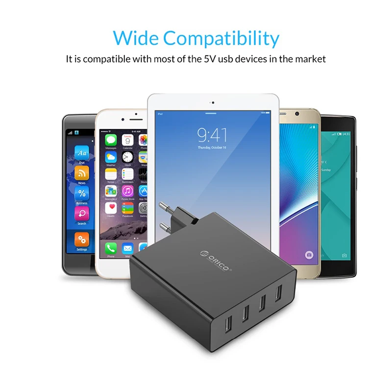 ORICO 4 порта настенное USB зарядное устройство для телефона Быстрая зарядка 5V2. 4A* 4 6A30W дорожное зарядное устройство для планшета для iphone samsung Xiaomi