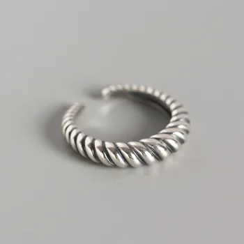 

Twist open crosissant dome ring 925 silver for women adjustable vintage retro simple tidal ring fashion 2020