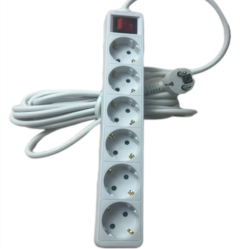 2 штырьковых разъема EU RUS 6 выходов переменного тока Европейская розетка 5 м