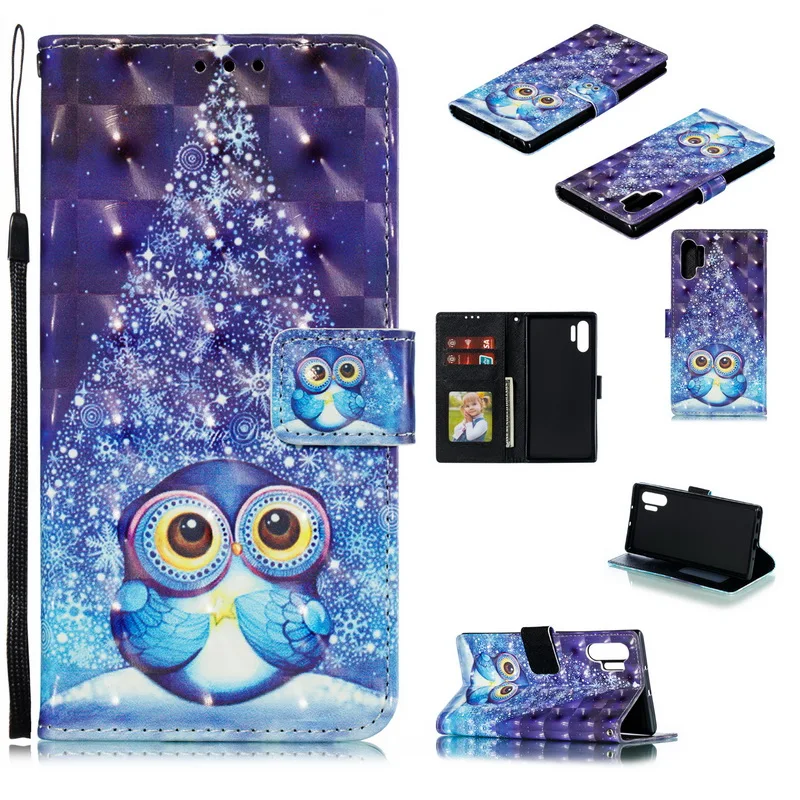 

Leather Case Flip Card Slot Cover For Samsung Galaxy Note 10 Pro S10 S9 Plus 3D Painted Pattern Cover Case Note 8 9 A20 30 40 50
