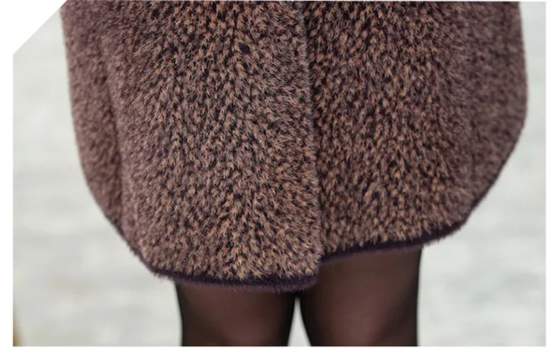 Женское зимнее кашемировое шерстяное пальто, вязаный кардиган из искусственного меха норки, свитер для матери среднего возраста, толстая верхняя одежда, куртка W1636