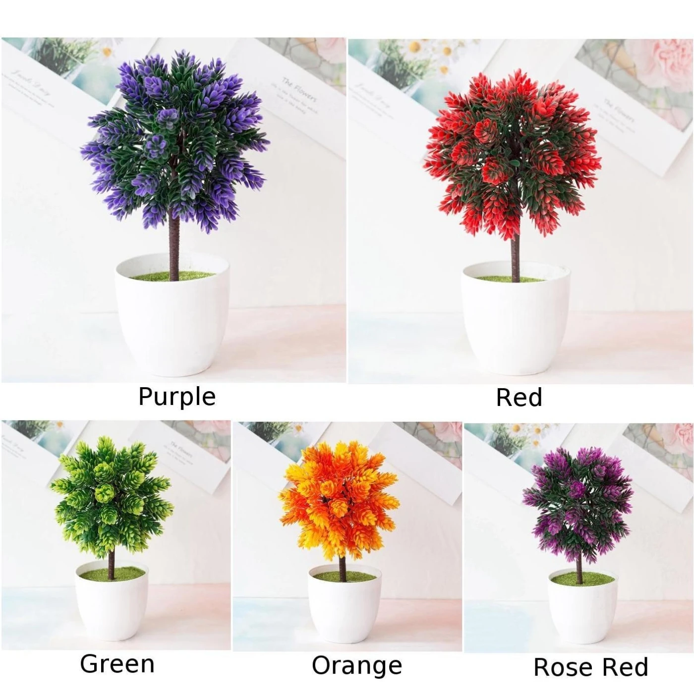 1× Plastic Artificial Fake Bonsai Potted Plant Ornament Home Office Garden Decor