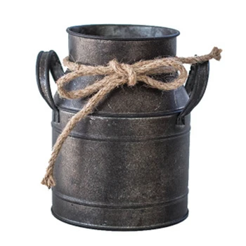 

1PC Shabby Chic Metal Iron Decorative Vintage Rustic Vase Milk Can Country Jug for Bedroom Kitchen Living Room
