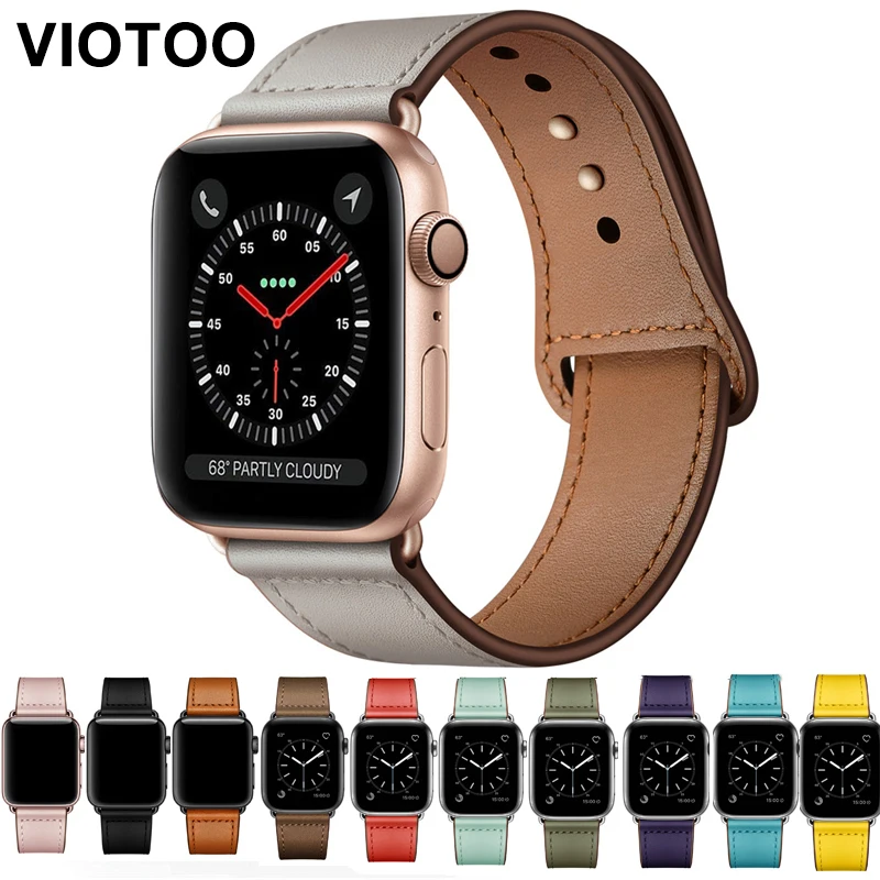 Ремешок для часов из натуральной кожи цвета слоновой кости Iwatch 38 мм 44 VIOTOO черный