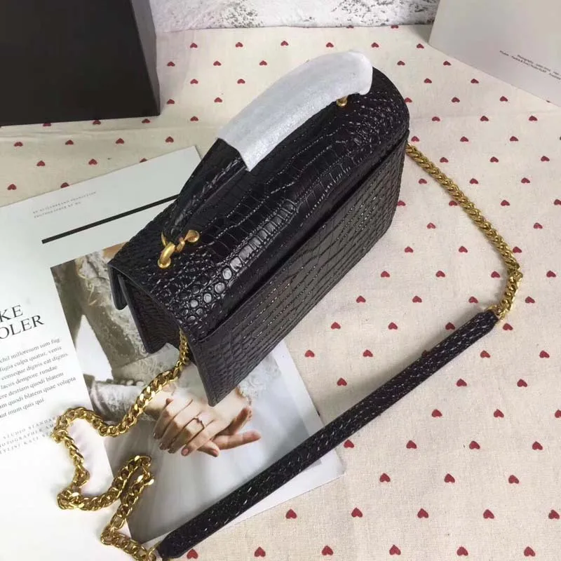 

Women's bags of 2019 Luxury bag Classic limited-edition Crocodile texture High quality Soft feel bolsos mujer chain shoulder bag