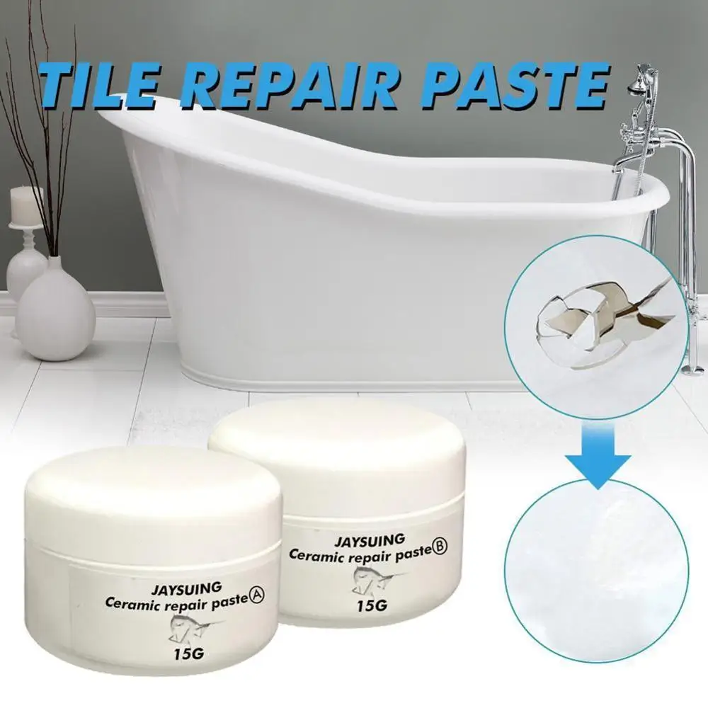 

2PCS Tub Tile and Shower Repair Kit Porcelain Crack Chip Ceramic Floor Repairing Cream repair Paste Bathroom supplies 15g+15g