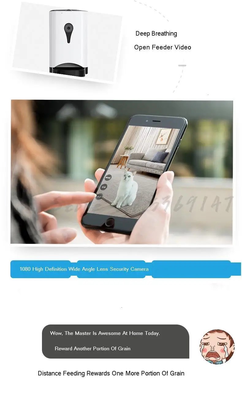 Автоматическая кормушка для кошек и домашних животных, количественное кормление собак, кошек, умная камера, контроль за питанием собак