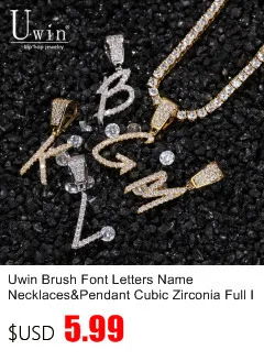 Uwin теннисные буквы A-Z на заказ 3,5 мм CZ Iced кубический цирконий имя ожерелье s для мужчин хип-хоп ожерелье