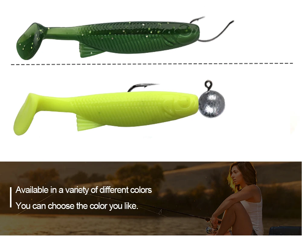 Hanlin 10pcs 6cm 2,5g T-Schwanz Wobbler Angeln lockt einfach Shiner Swimbaits Silikon weichen Köder zweifarbige Karpfen künstliche Tackle – Detail 10
