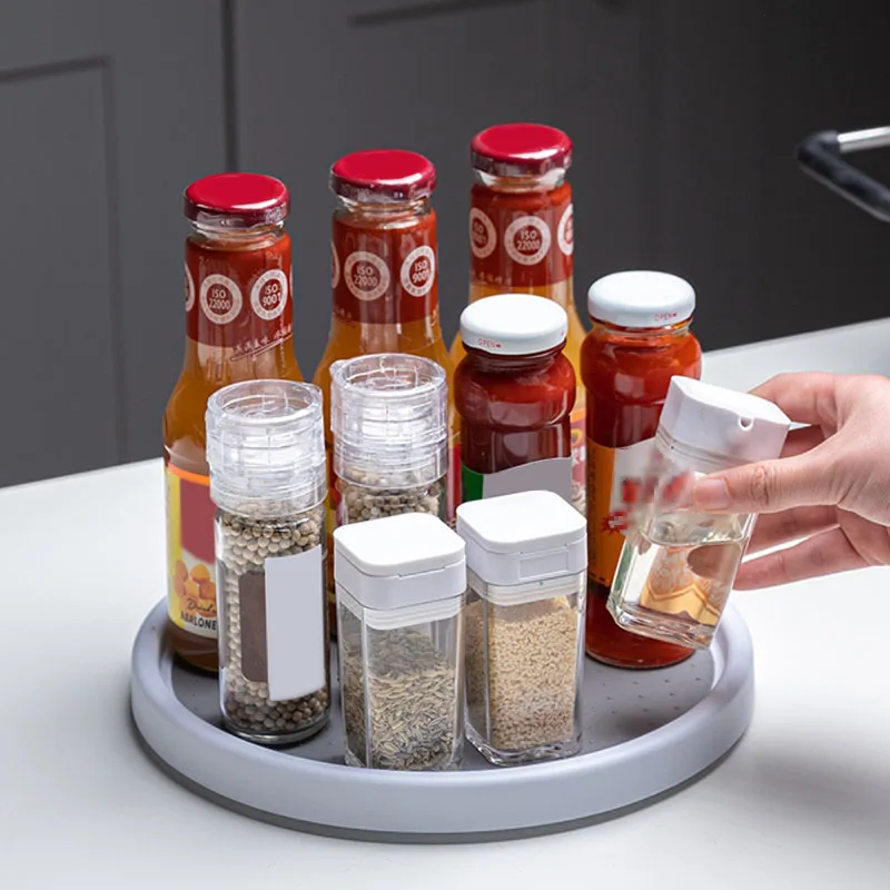 Multifunctional Rotating Double Layer Shelf Seasoning Rack Kitchen