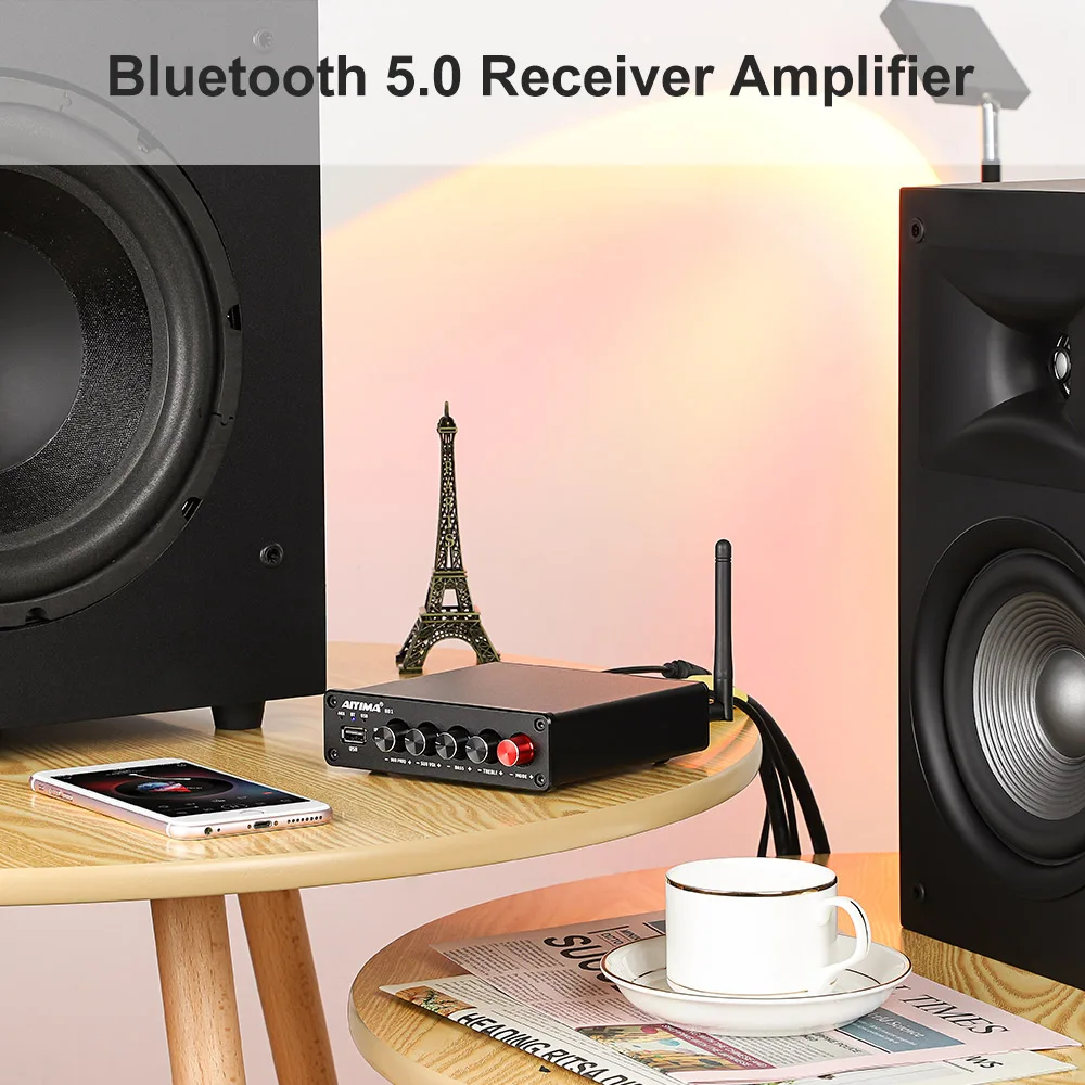 50wx2 + 100w Usb de Alta Aiyima Áudio Amplificador Subwoofer Bluetooth Fidelidade Estéreo Digital 2.1 Som Alto-falante Power Amp B01 - Image 6