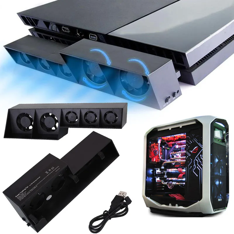 Контроль температуры консоль USB Вентилятор Cooler 5 Вентилятор для Playstation PS4 черный