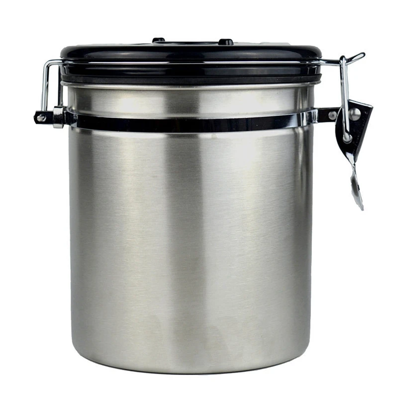 

Airtight Coffee Canister, Stainless Steel Container for the Kitchen, Coffee Ground Vault Jar with One Way Valve and Scoop, Tea C