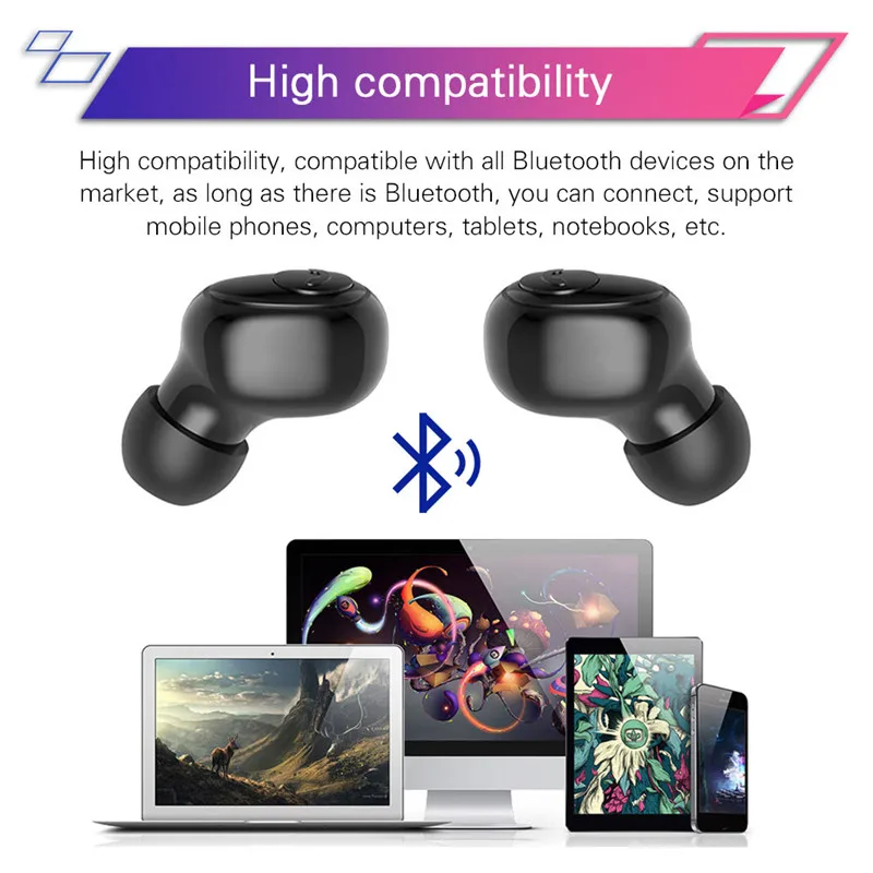 New G6s Bluetooth Headset 8D Stereo Wireless Headphone Mini Wireless earbuds with 3500 mAh Power Headset for iPhone X XR Samsung
