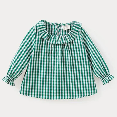 green Г. Весна-осень, пряжа из чистого хлопка, одежда для девочек Однотонная футболка для маленьких девочек модная детская футболка с длинными рукавами - Цвет: green