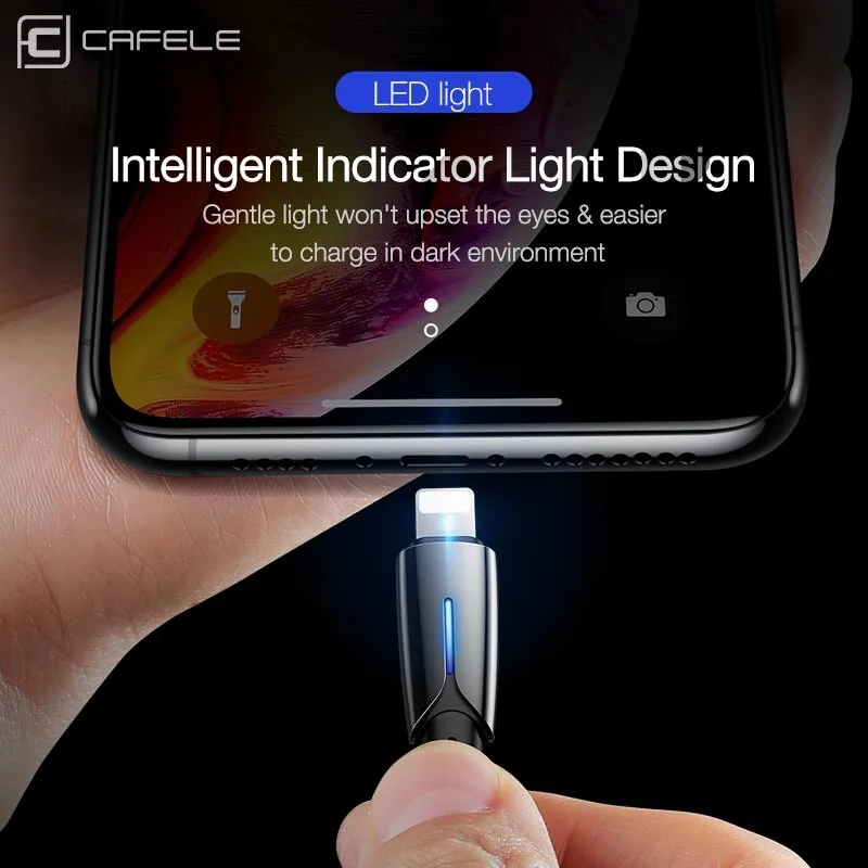 Cafele 2A Быстрая зарядка USB кабель для iPhone Xr X XS Max Быстрая зарядка оплетка w/светодиодный кабель для Apple iPhone XSMAX IOS 12 10