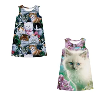 

Pudcoco Baby Summer Clothing Cute Cat Print Girls Dress Sleeveless A-Line Toddler Girl Dresses Princess Costume Kids Clothes