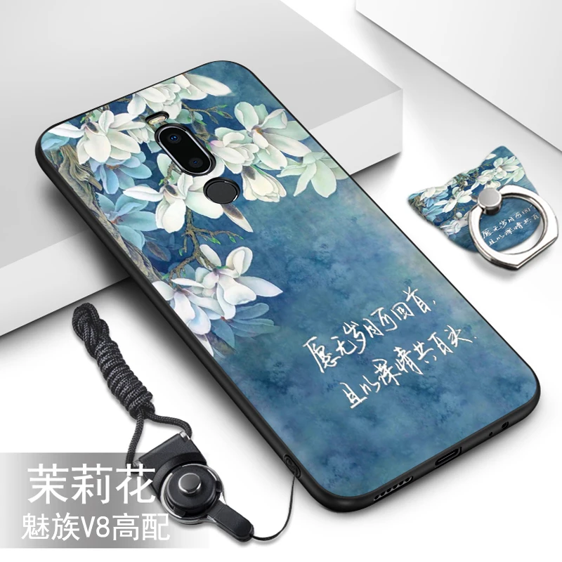 Для Meizu M8 чехол, силиконовые, Роскошные, симпатичные, из мягкого ТПУ чехол+ узор, ремешок, кольцо, задняя крышка для Meizu M8 lite чехол