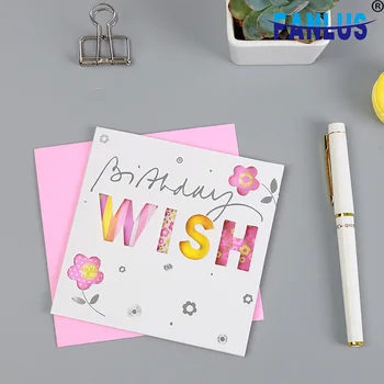 

12pcs/Set Paper Flowers Happy Birthday Cake Invitations Cards for Wedding Party Gifts Card with Envelopes Decoration Baby Shower