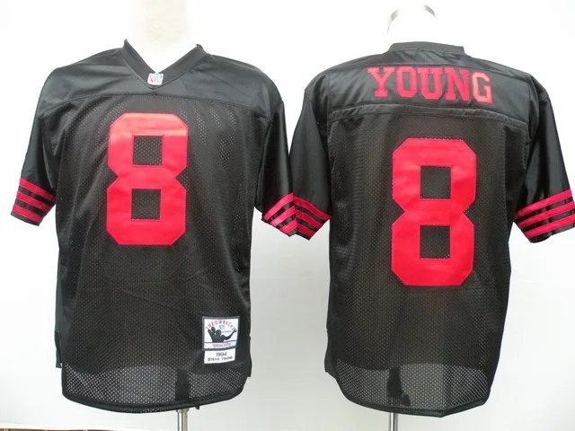 Stitiched, San Francisco s, Steve Young, Joe Монтана, Roger Craig, Ronnie Lott, Jerry Rice, Throwback для мужчин Джерси - Цвет: Черный