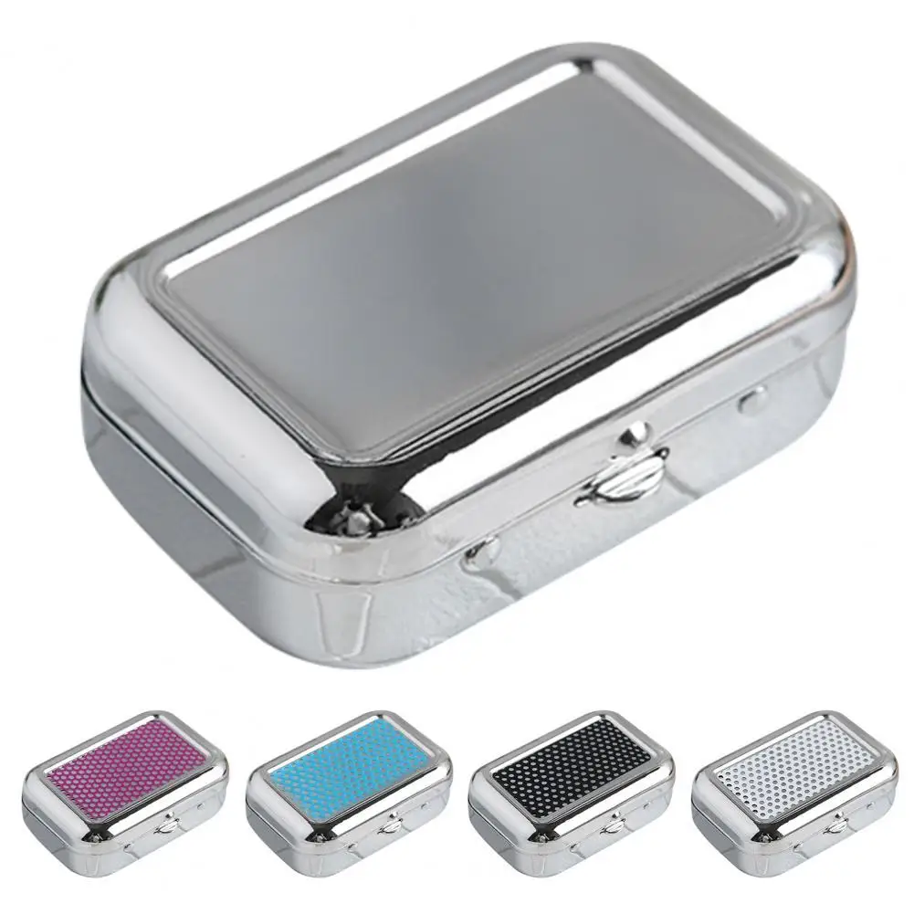 Square Metal Ashtray Holder with Lockable Lid Portable Desktop Smoking Tobacco Ash Storage Case