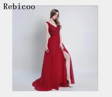 Vestido De Noiva, длинное розовое платье с аппликацией, кружевное, прозрачное, с вырезом, для торжественных случаев, для невесты, элегантное, для свадьбы, выпускного, вечерние, торжественное платье - Цвет: Бургундия