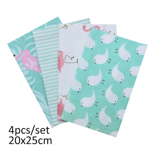 20cmx25cm and 25cmx25cm Cotton Fabric Printed Cloth Sewing Quilting Fabrics for Patchwork Needlework DIY Handmade Material 4pcs 20x25cm