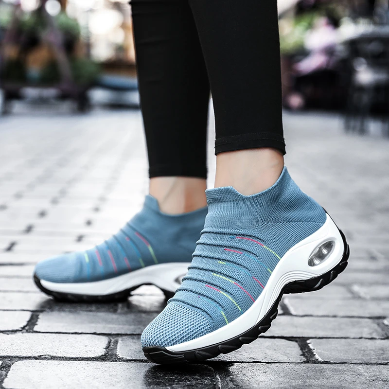 Fila sock shoes womens blue Clearance