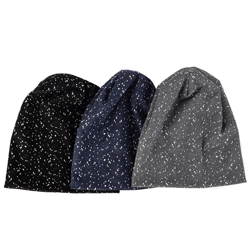 Geebro Women Slouchy White dot Stretch Beanie Hat Autumn Winter Warm Soft Beanies Solid Color Skull Cap For Ladies Men 3