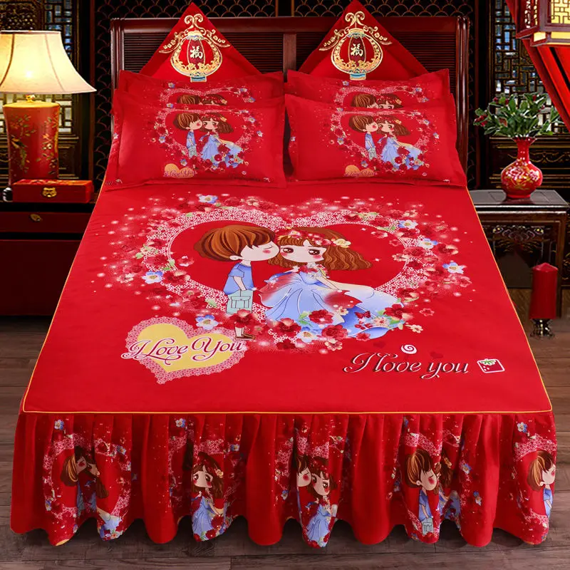 pçs conjunto macio lixar colcha impressão cama saia pçs fronha gêmeo rei rainha tamanho cama capa de casamento saia
